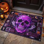 Neon Dripping Skull Doormat - Nature Design | Printed Welcome Doormat - washable non-slip printed rug