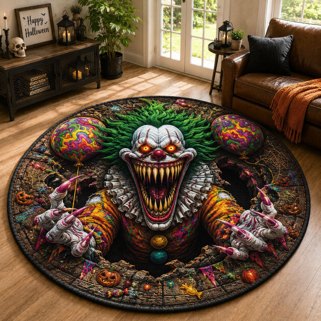 Neon Horror Clown Round Mat Rug - Nature Design | Serene Home Decor