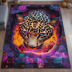 Neon Leopard area rug in a living room