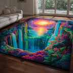 Neon Twilight area rug in a living room