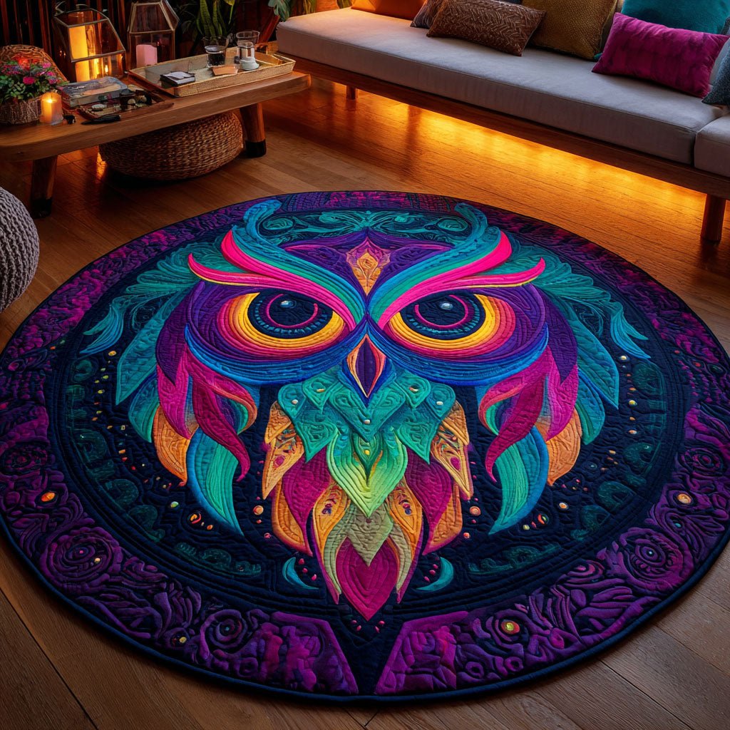 Neon Vision Round Mat Rug - washable non-slip printed rug