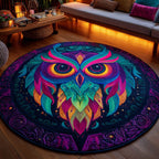 Neon Vision Round Mat Rug - washable non-slip printed rug