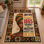 Never Free Until 1865 area rug in a living room