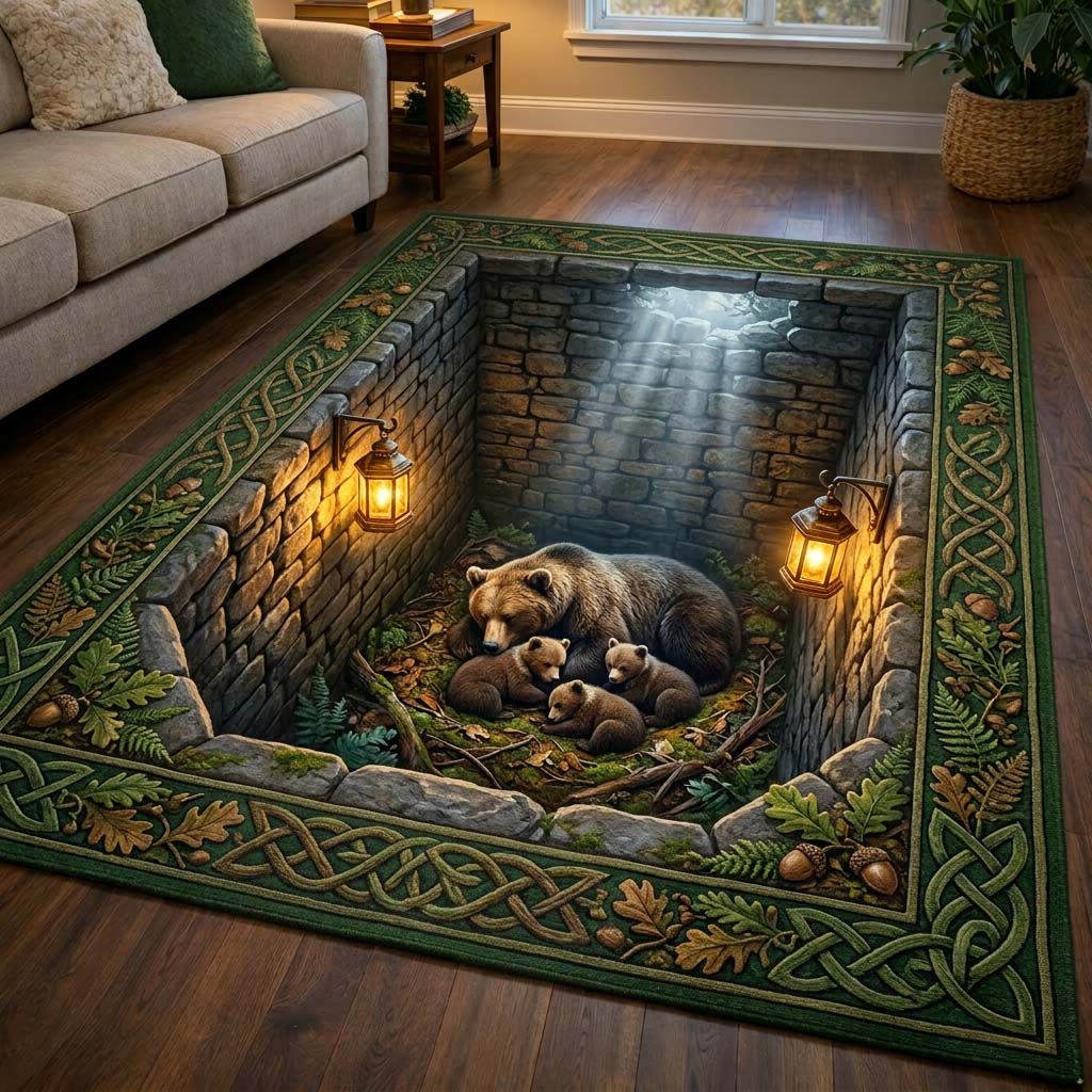 Night Ember area rug in a living room