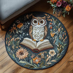 Night Owl Round Mat Rug - washable non-slip printed rug