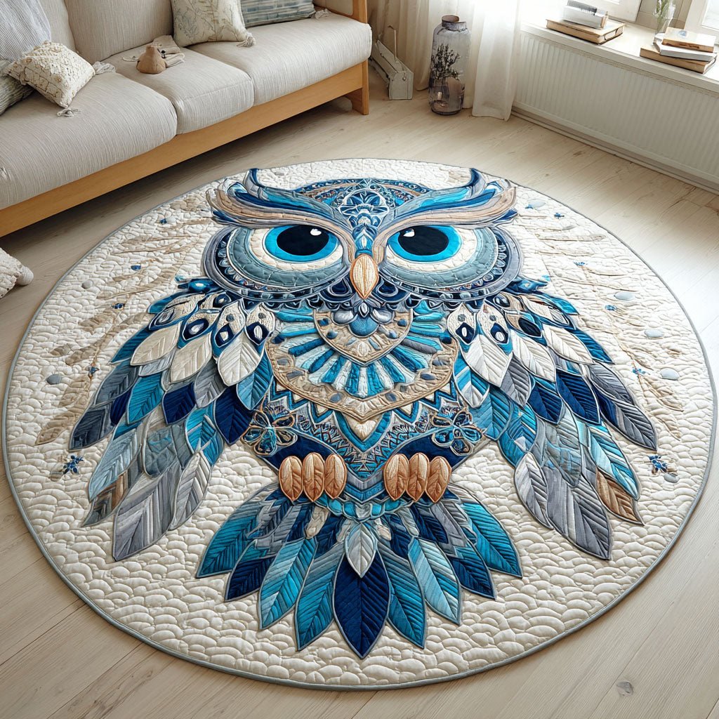 Night Perch Round Mat Rug - washable non-slip printed rug