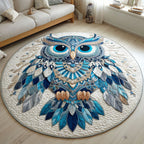 Night Perch Round Mat Rug - washable non-slip printed rug