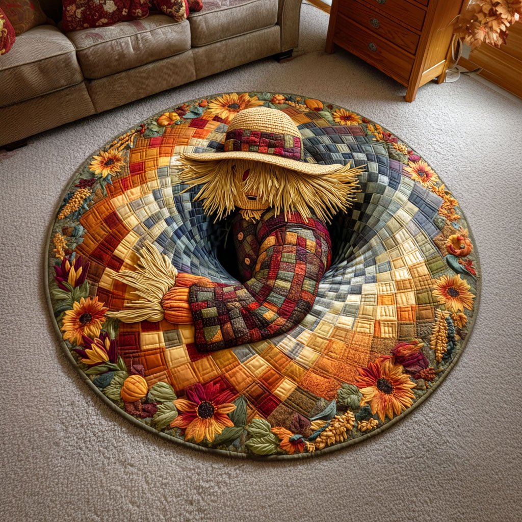 Night Scarecrow Round Mat Rug - washable non-slip printed rug