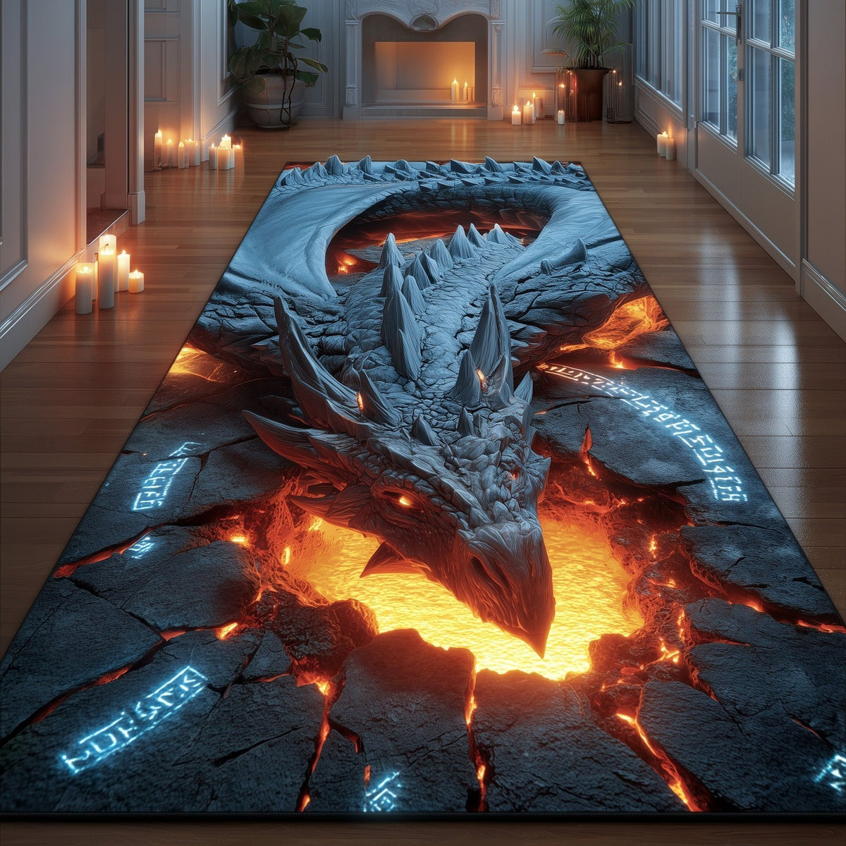 Nightmare Dragon Runner Rug - Nature Design | Serene Runner Rug