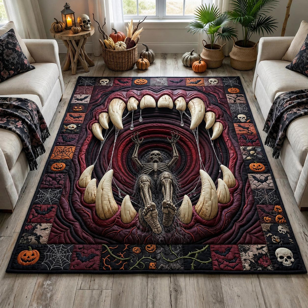 Nightmare Hollow area rug in a living room