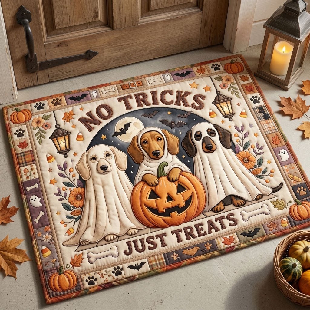 No Tricks Just Treats Dachshund Doormat - Nature Design | Printed Welcome Doormat