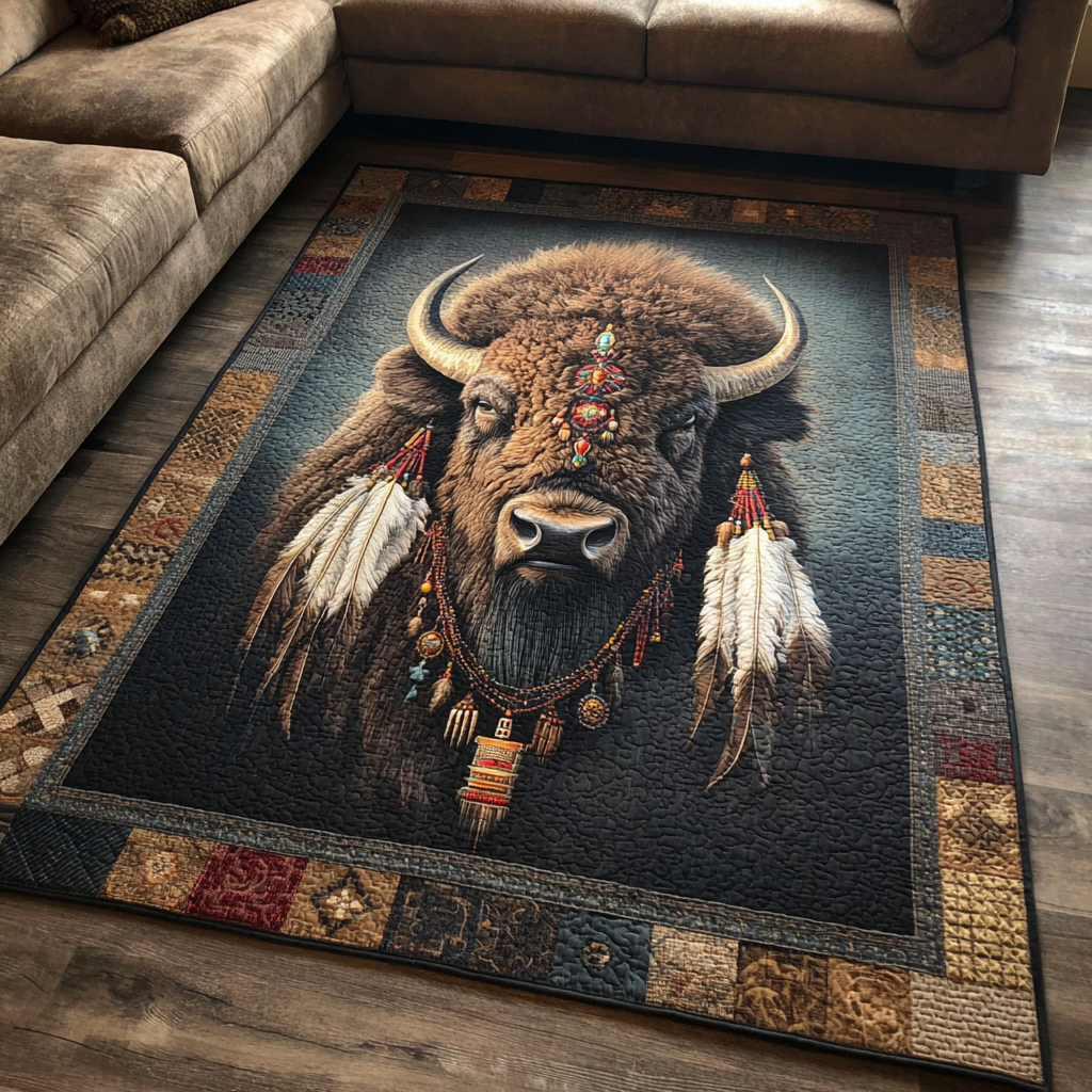 Noble Bison area rug in a living room