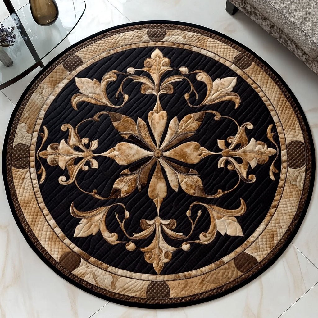 Noble Bloom Round Mat Rug - washable non-slip printed rug