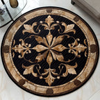 Noble Bloom Round Mat Rug - washable non-slip printed rug