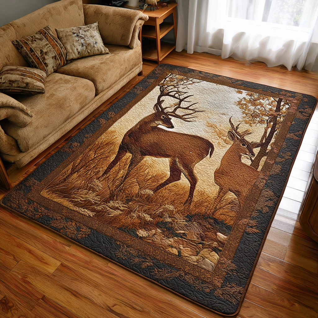 Noble Deer area rug in a living room