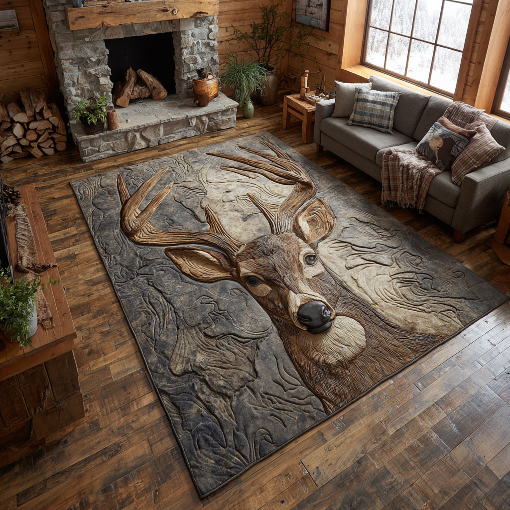 Noble Deer area rug in a living room