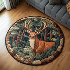 Noble Deer Round Mat Rug - washable non-slip printed rug