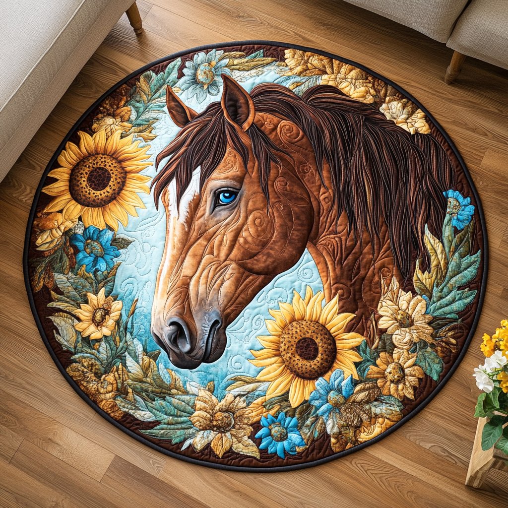 Noble Spirit Round Mat Rug - washable non-slip printed rug