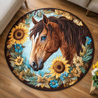Noble Spirit Round Mat Rug - washable non-slip printed rug