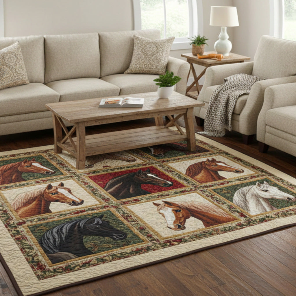 Noble Stallion area rug in a living room