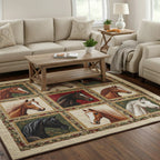 Noble Stallion area rug in a living room