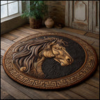 Noble Steed Round Mat Rug - washable non-slip printed rug