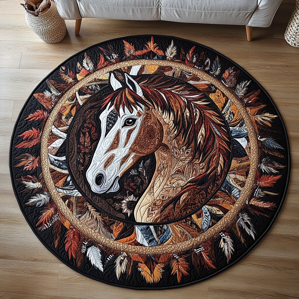 Noble Steed Round Mat Rug - Nature Design | Serene Home Decor