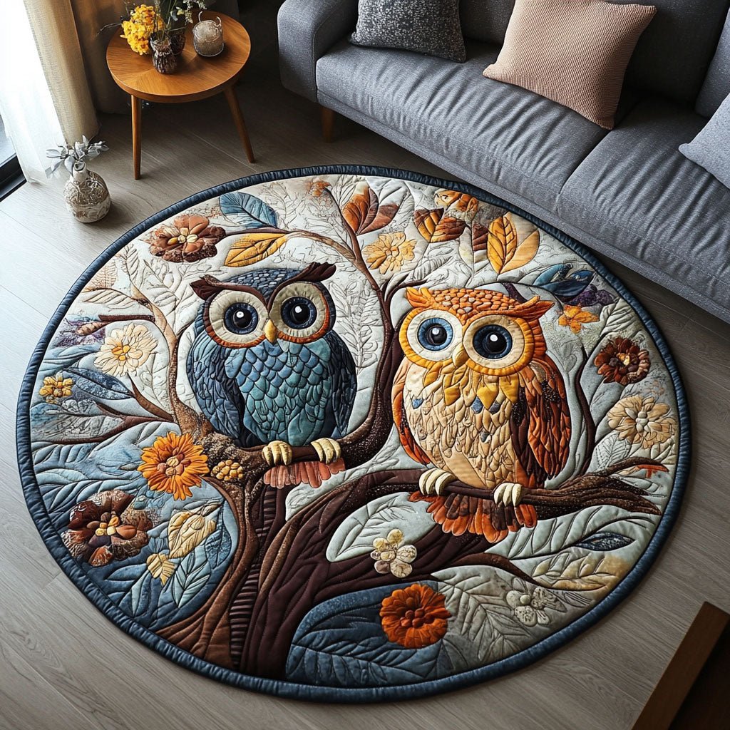 Nocturnal Guardians Round Mat Rug - washable non-slip printed rug