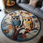 Nocturnal Guardians Round Mat Rug - washable non-slip printed rug