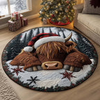 Nordic Cow (Design 4) Round Mat Rug - washable non-slip printed rug