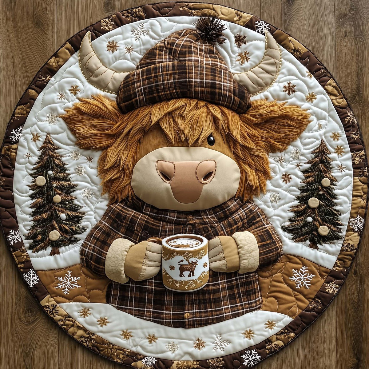 Nordic Cow Round Mat Rug - washable non-slip printed rug