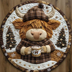 Nordic Cow Round Mat Rug - washable non-slip printed rug