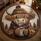 Nordic Cow (Design 3) Round Mat Rug - washable non-slip printed rug