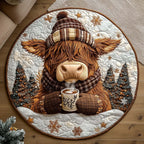 Nordic Cow (Design 6) Round Mat Rug - washable non-slip printed rug