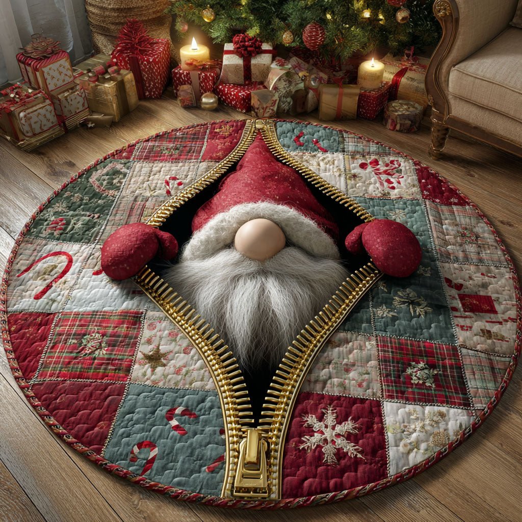Nordic Gnome Round Mat Rug - washable non-slip printed rug