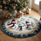 Nordic Snowlight Round Mat Rug - washable non-slip printed rug
