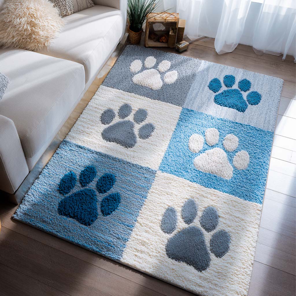 Nordic Winter Paw area rug in a living room