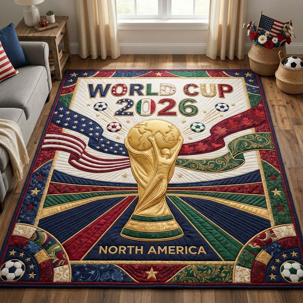 North America area rug in a living room