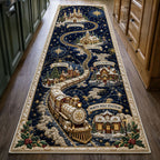 North Pole Christmas Journey Runner Rug - Seasonal Design | Festive Runner Rug - washable non-slip printed rug