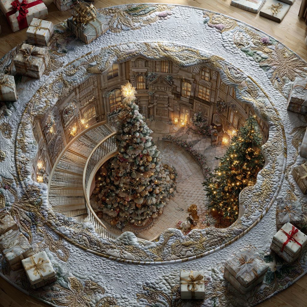 North Pole Depths Round Mat Rug - washable non-slip printed rug