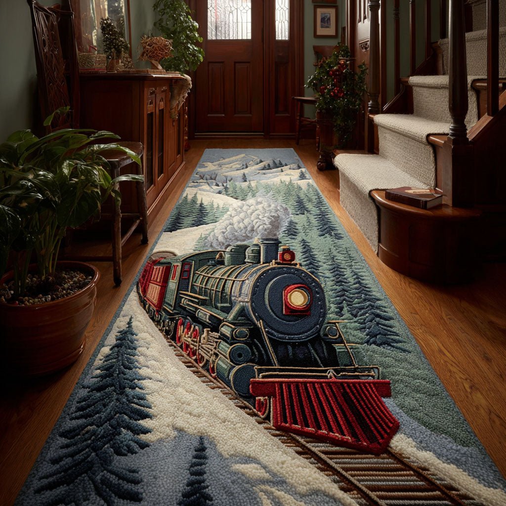 North Pole Express Runner Carpet Runner Rug - Cute Pet Design | Animal Printed Runner Rug
