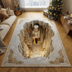 North Pole Gate area rug in a living room