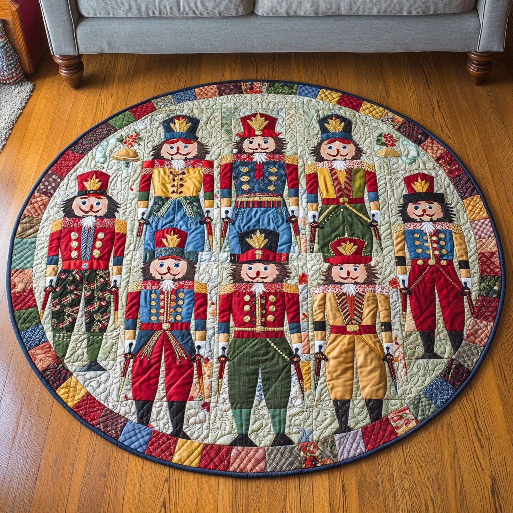 North Pole Nights Round Mat Rug - washable non-slip printed rug