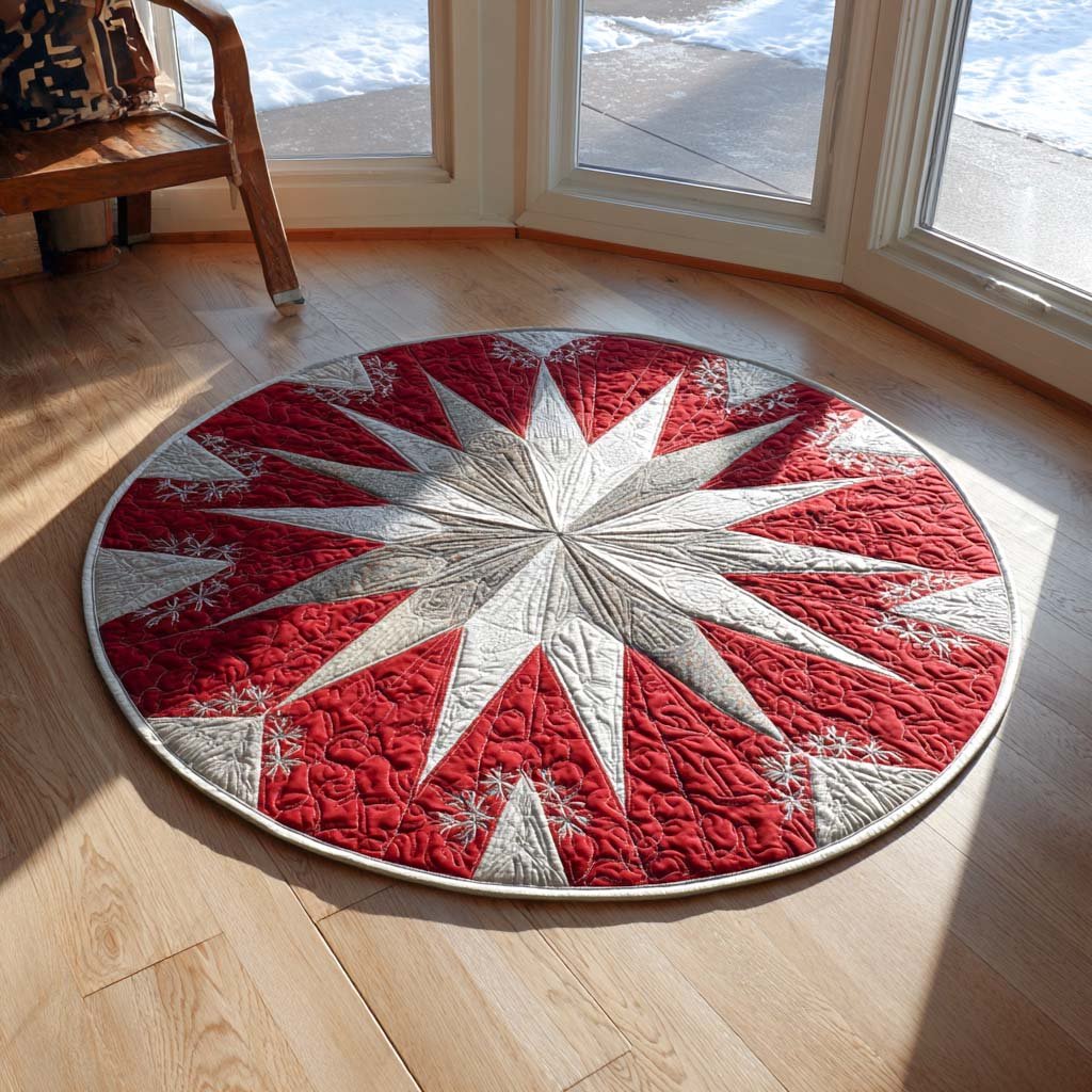 North Star Round Mat Rug - washable non-slip printed rug