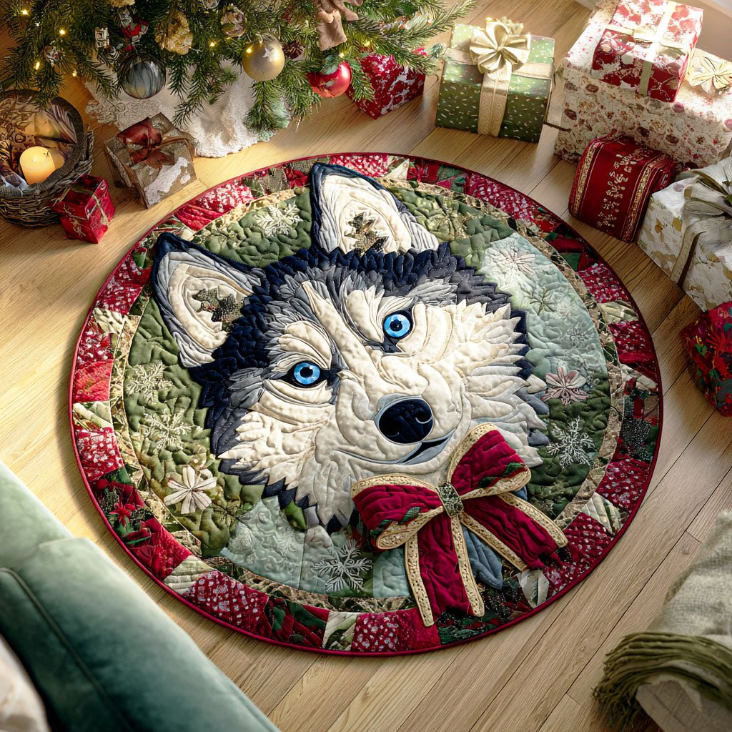 Northern Howl Round Mat Rug - washable non-slip printed rug