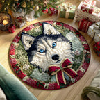 Northern Howl Round Mat Rug - washable non-slip printed rug