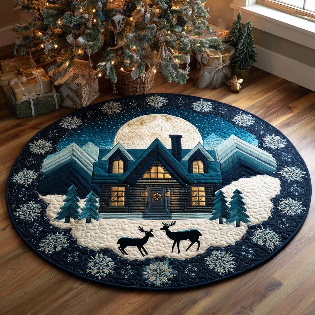 Northern Lights Chalet Round Mat Rug - Nature Design | Serene Home Decor