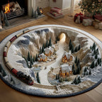 Northern Trail Round Mat Rug - washable non-slip printed rug