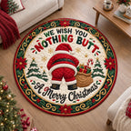 Nothing Butt Christmas Round Mat Rug - Seasonal Design | Festive Home Decor - washable non-slip printed rug