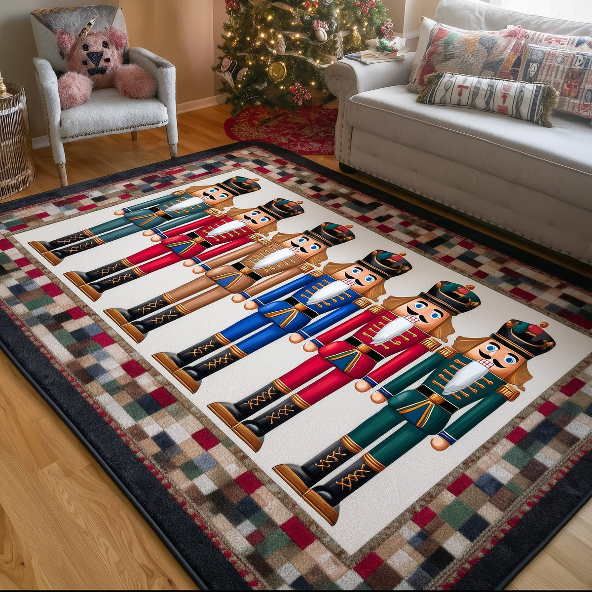 Nutcracker area rug in a living room